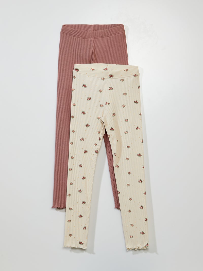 Pack de 2 leggings de canalé BLANCO - Kiabi