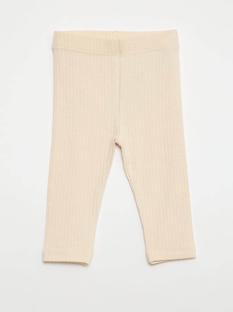 Pack de 2 leggings de canalé Blanco - Kiabi