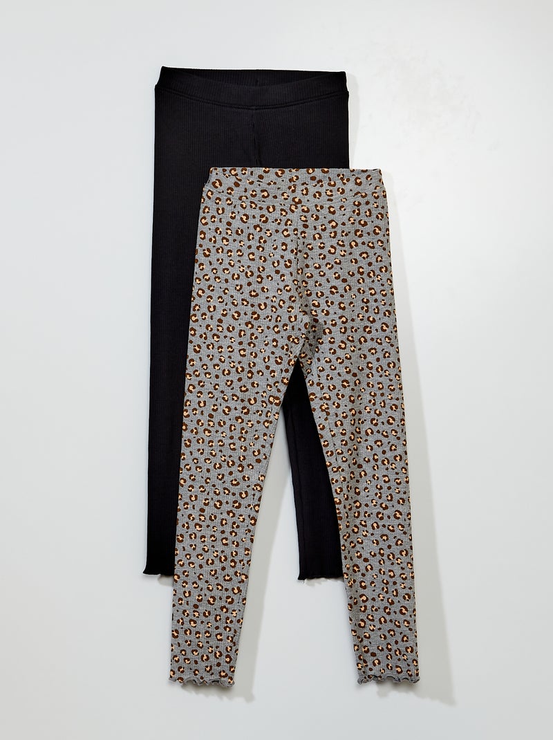Pack de 2 leggings de canalé GRIS - Kiabi