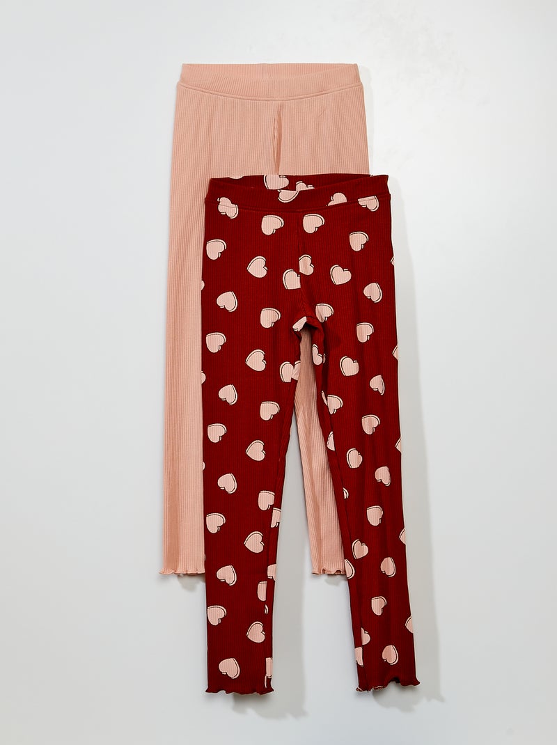 Pack de 2 leggings de canalé MARRON - Kiabi