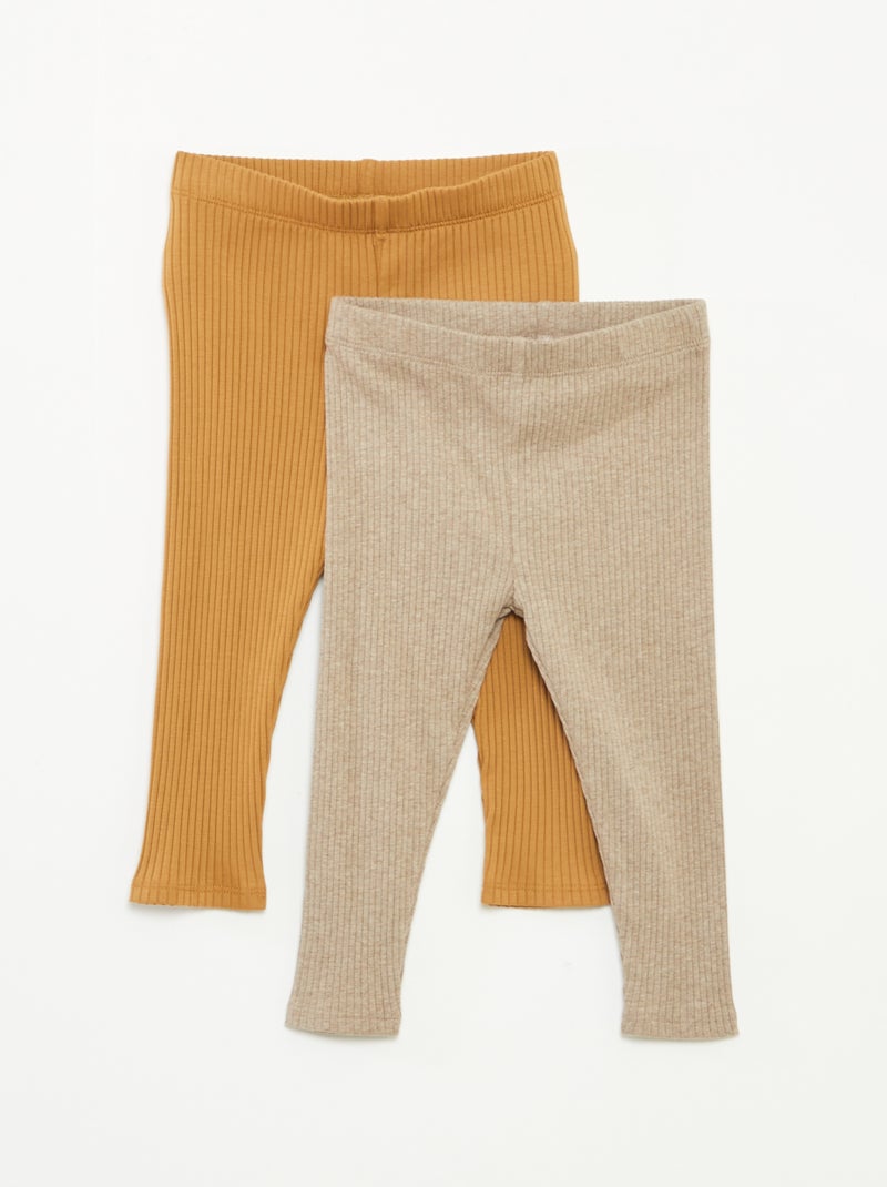 Pack de 2 leggings de canalé Marron - Kiabi