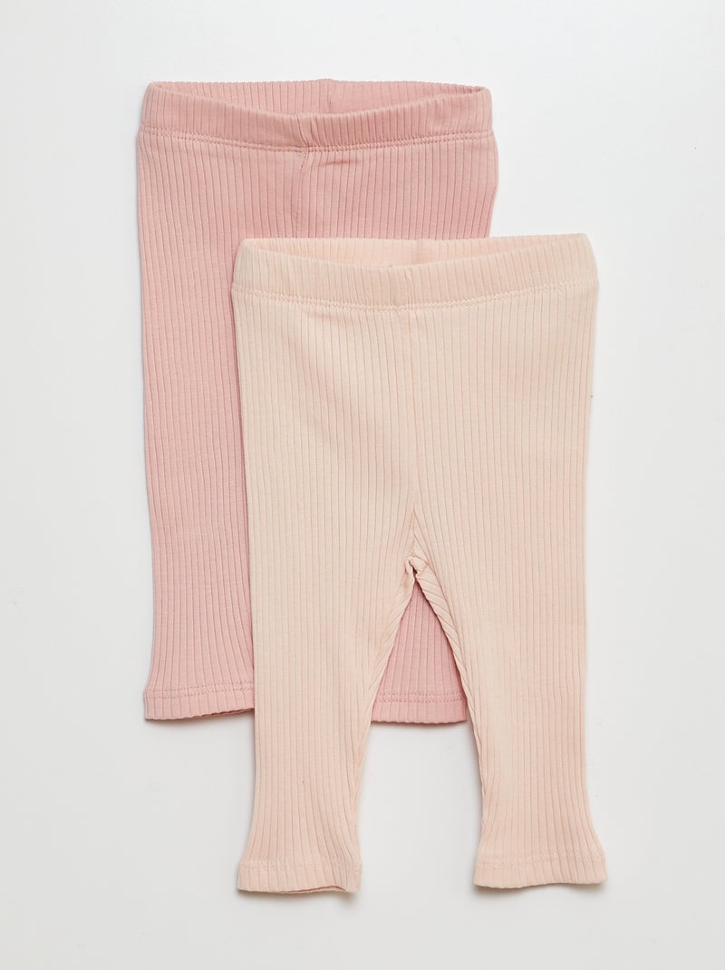 Pack de 2 leggings de canalé ROSA - Kiabi