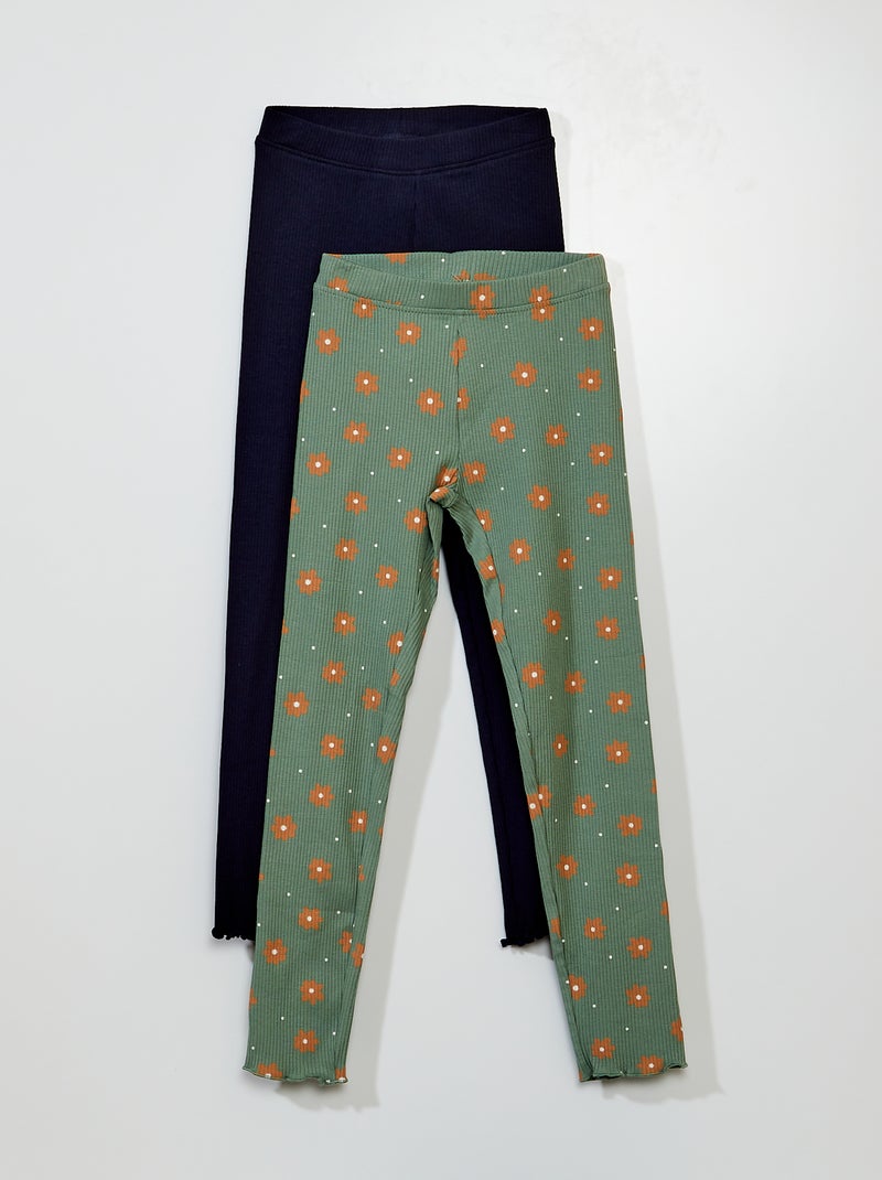Pack de 2 leggings de canalé VERDE - Kiabi