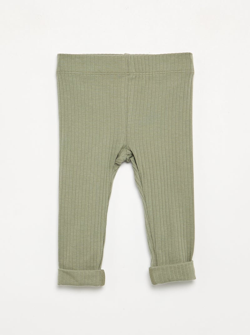 Pack de 2 leggings de canalé Verde - Kiabi