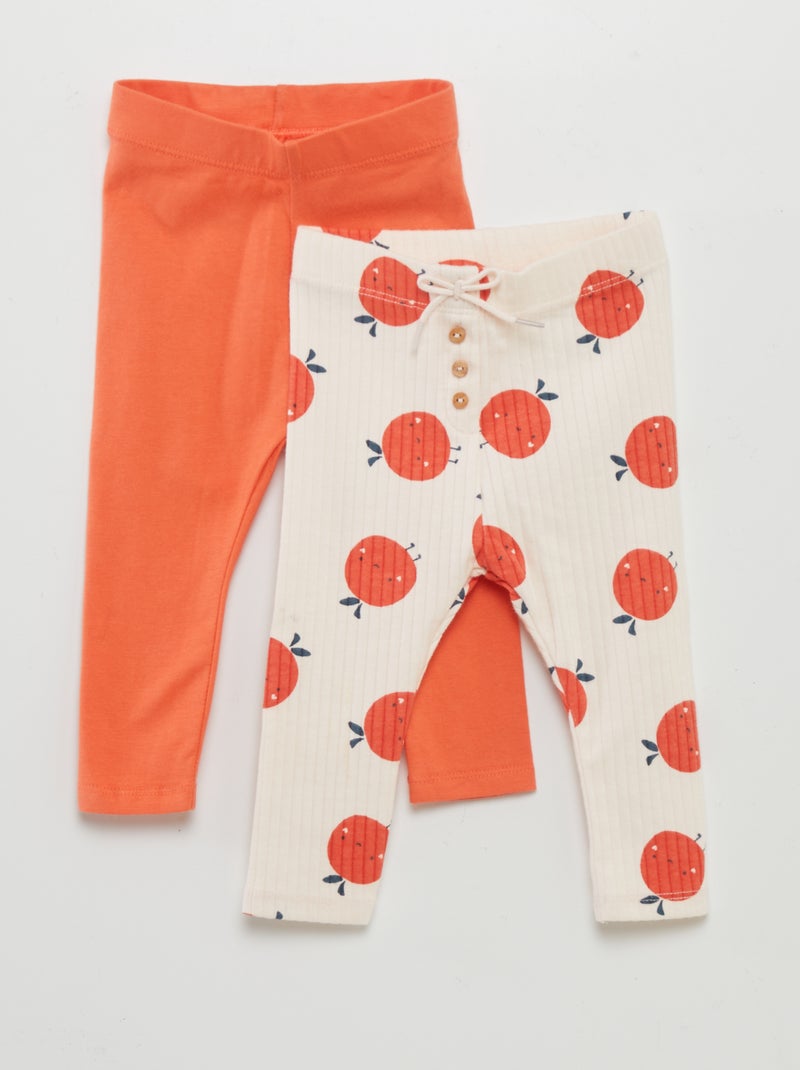 Pack de 2 leggings largos NARANJA - Kiabi