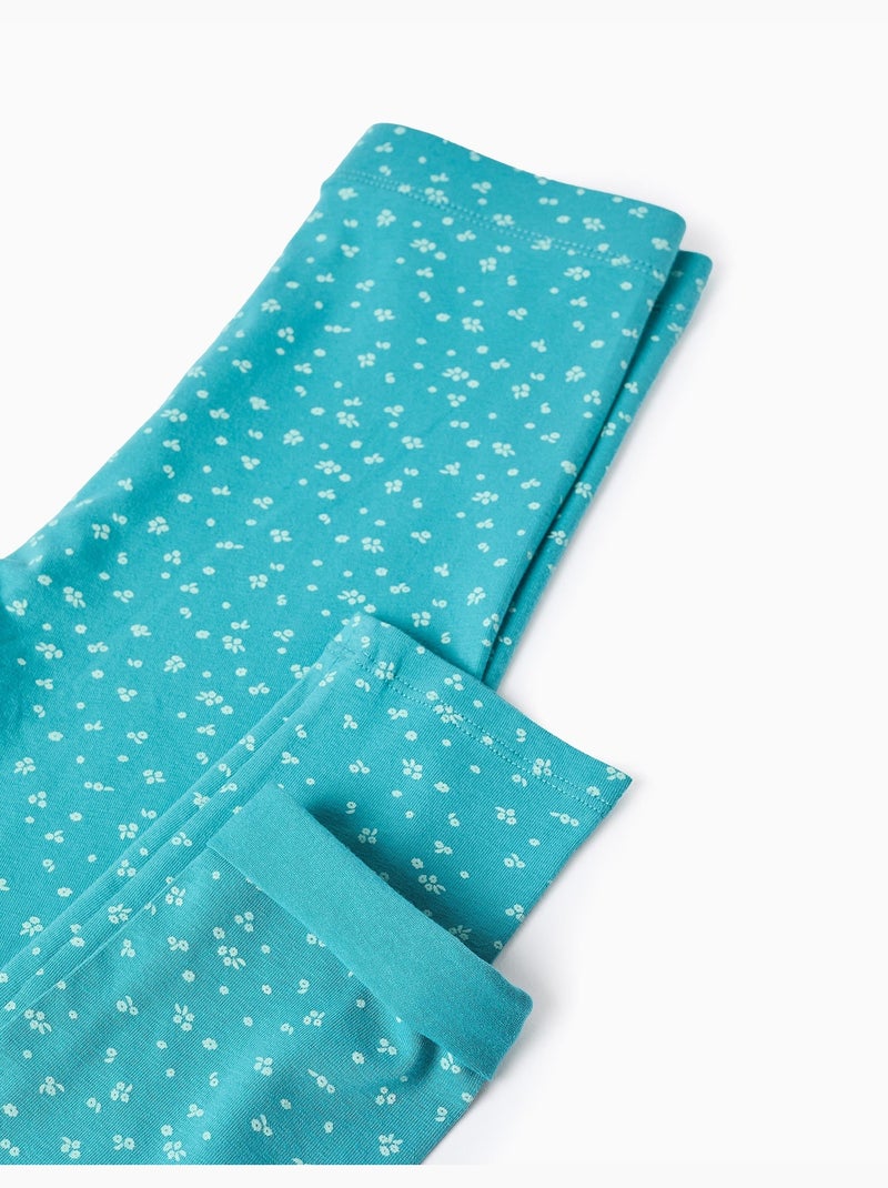 Pack de 2 leggins de algodón lisos/florales Azul Azul - Kiabi