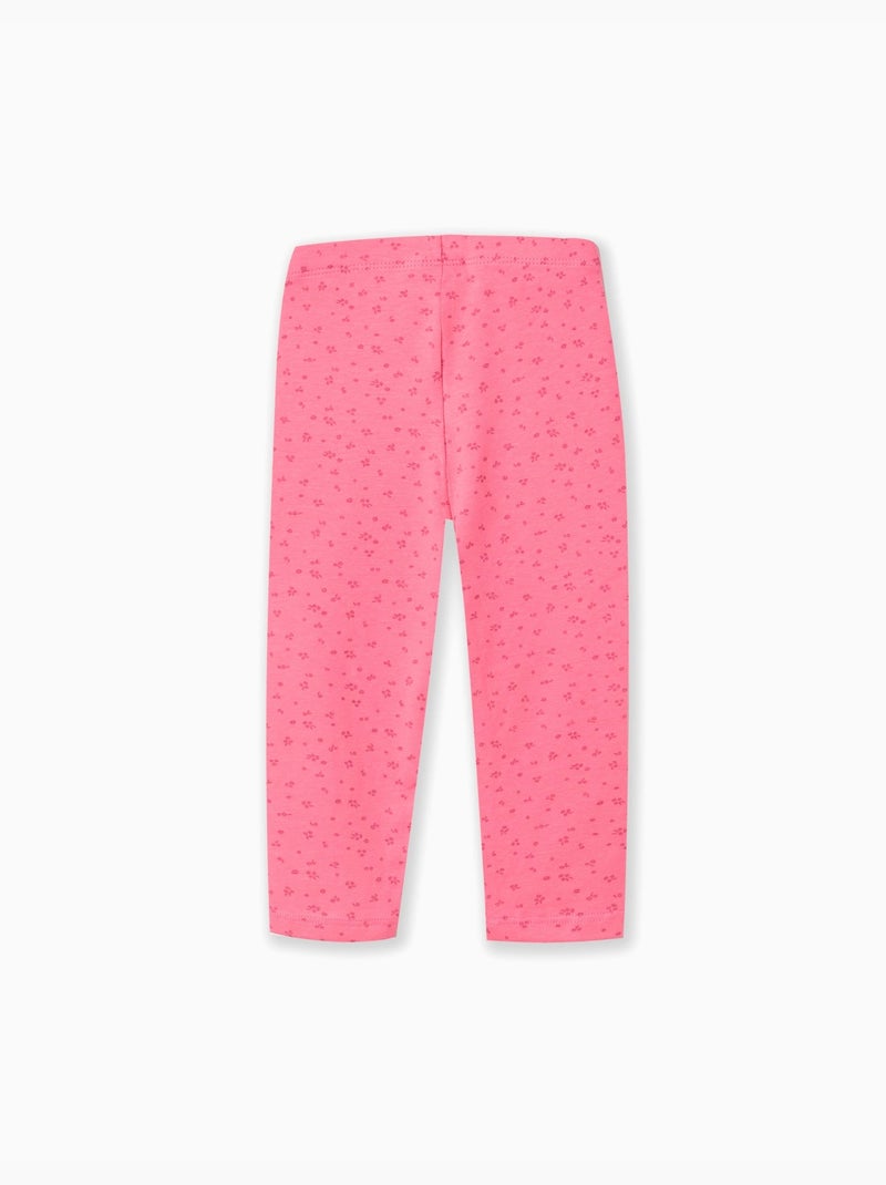 Pack de 2 leggins de algodón lisos/florales Rosa - Kiabi