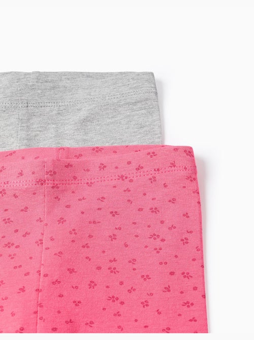 Pack de 2 leggins de algodón lisos/florales - Kiabi