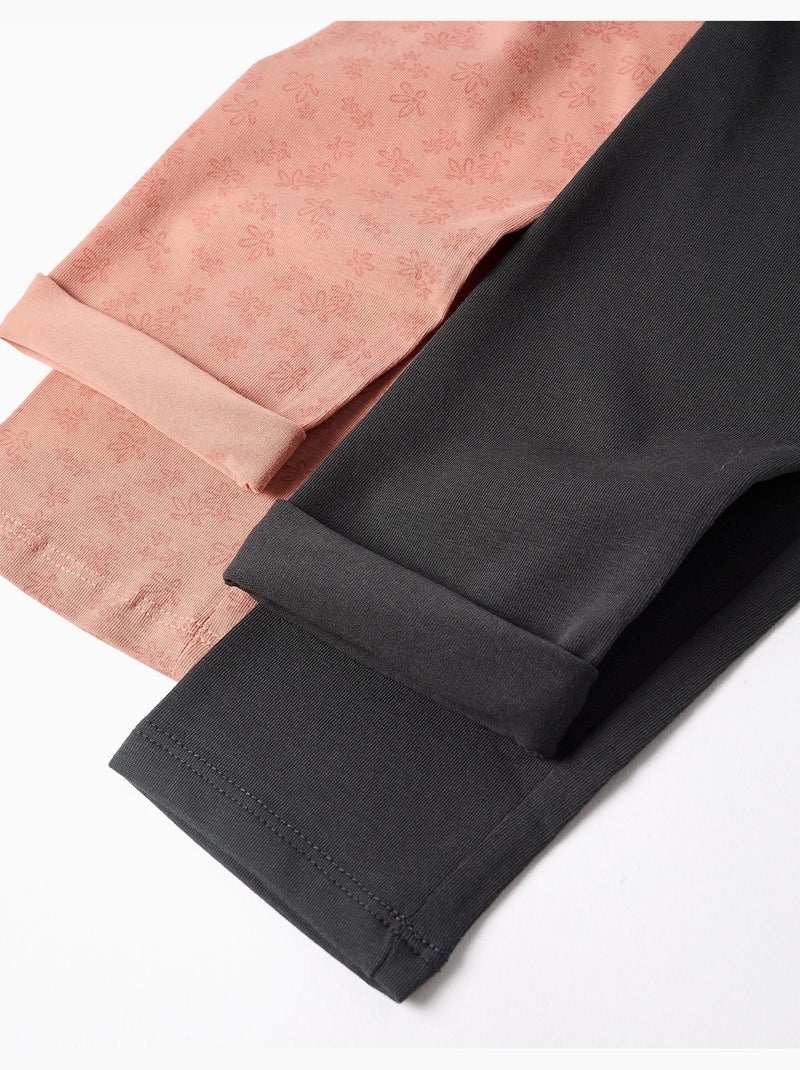 Pack de 2 leggins lisos y estampados Rosa - Kiabi