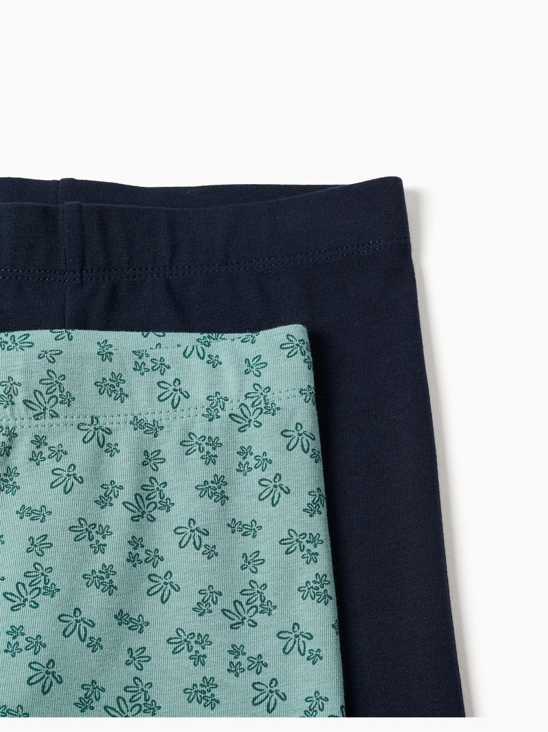 Pack de 2 leggins lisos y estampados Verde claro - Kiabi