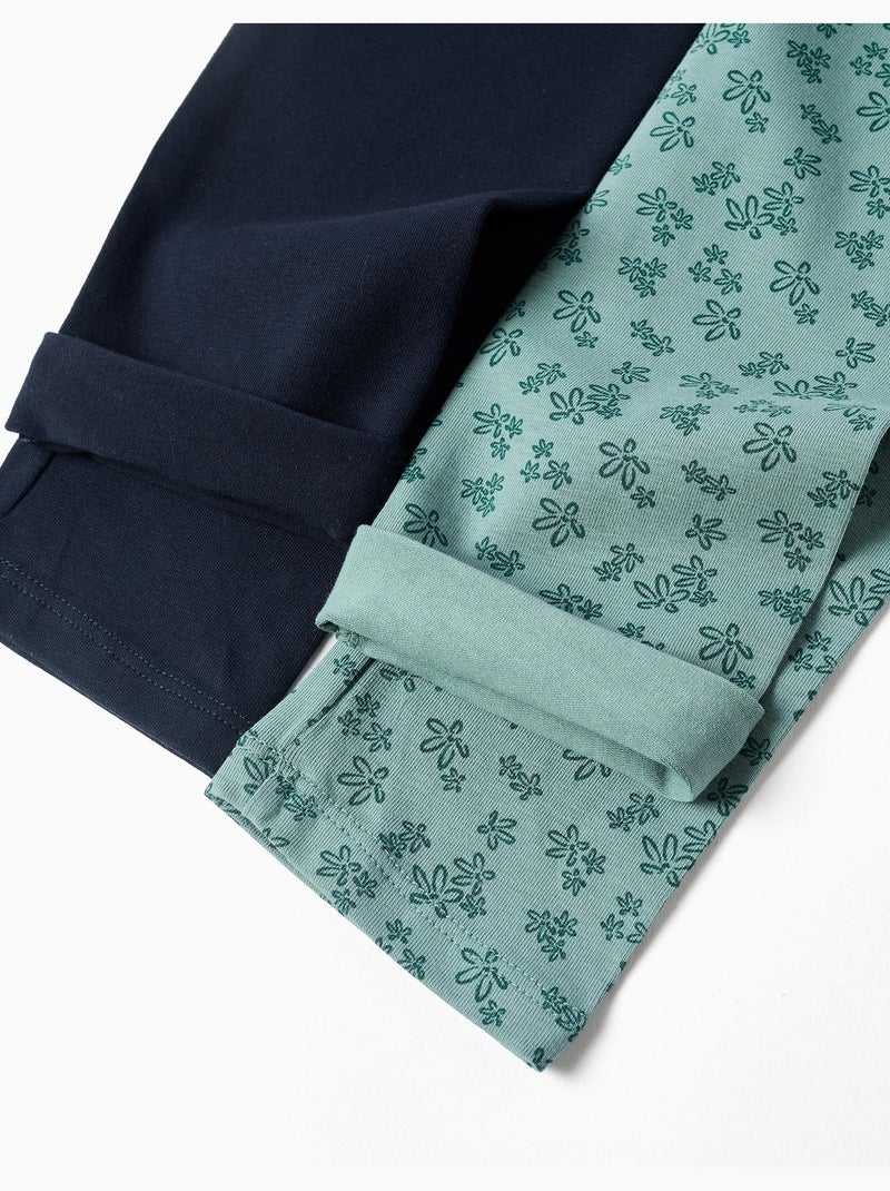Pack de 2 leggins lisos y estampados Verde claro - Kiabi