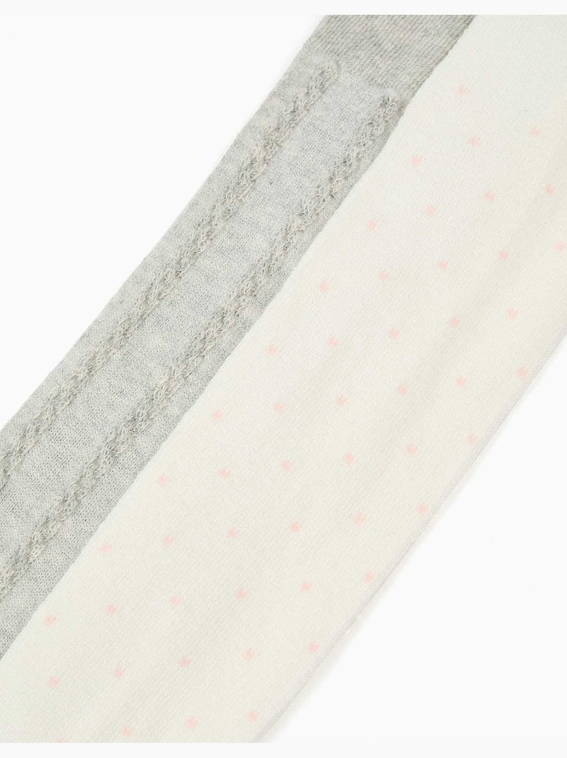 Pack de 2 leotardos con lunares/punto trenzado Multicolor - Kiabi