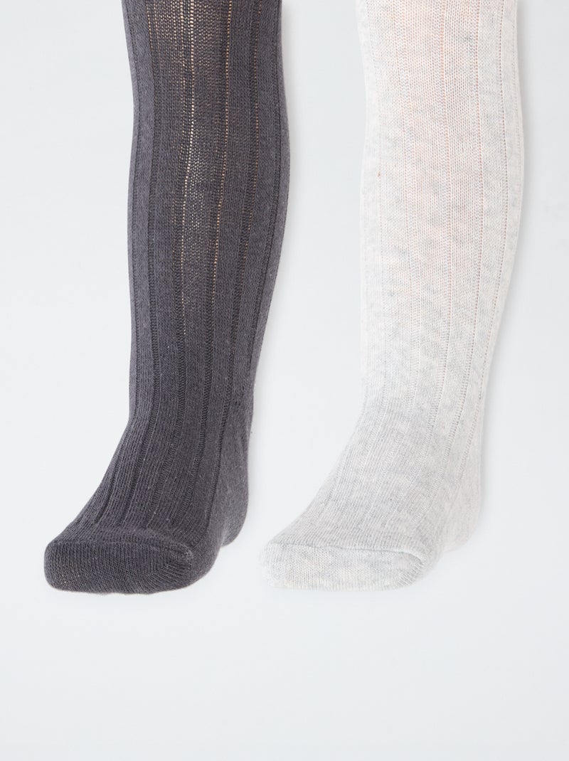 Pack de 2 leotardos de canalé abrigados Gris - Kiabi