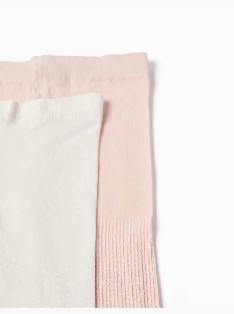 Pack de 2 leotardos de microfibra Blanco Rosa - Kiabi