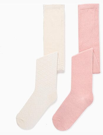 Pack de 2 leotardos de punto acanalado/calado