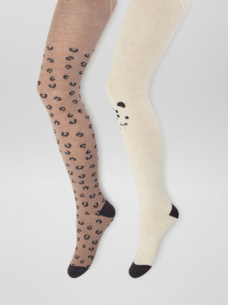 Pack de 2 leotardos de punto BEIGE - Kiabi