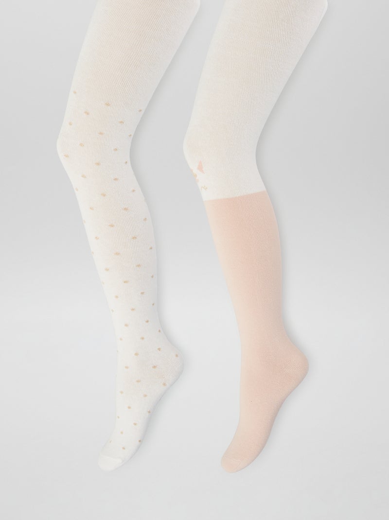 Pack de 2 leotardos de punto BEIGE - Kiabi