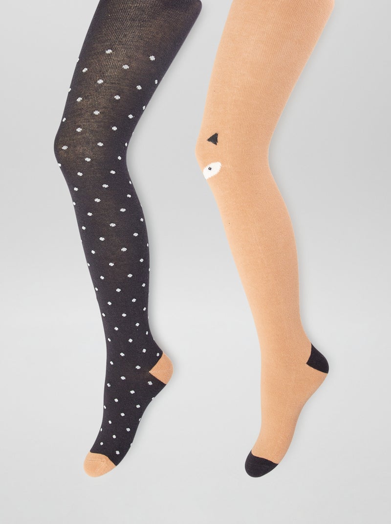 Pack de 2 leotardos de punto BEIGE - Kiabi