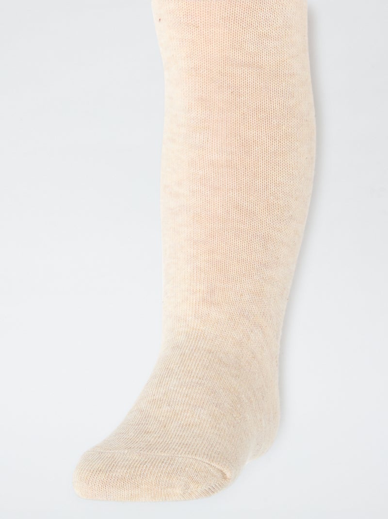 Pack de 2 leotardos de punto liso Beige - Kiabi