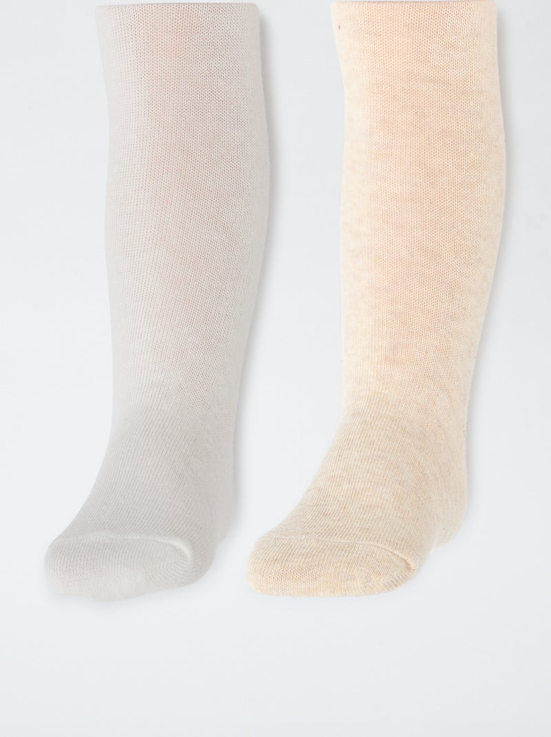 Pack de 2 leotardos de punto lisos Beige - Kiabi