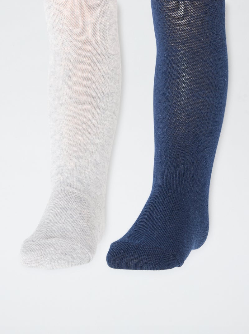 Pack de 2 leotardos de punto lisos Gris - Kiabi