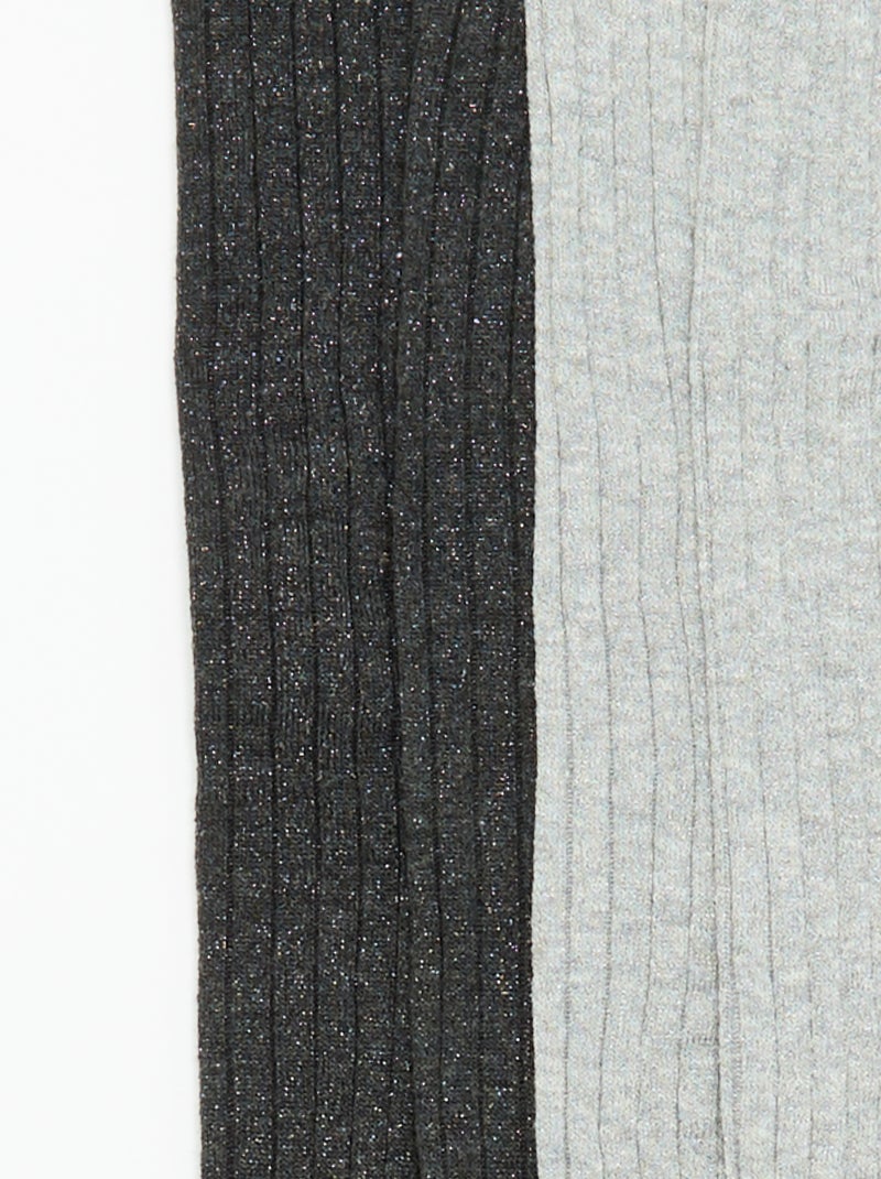 Pack de 2 leotardos de tejido acanalado Gris - Kiabi