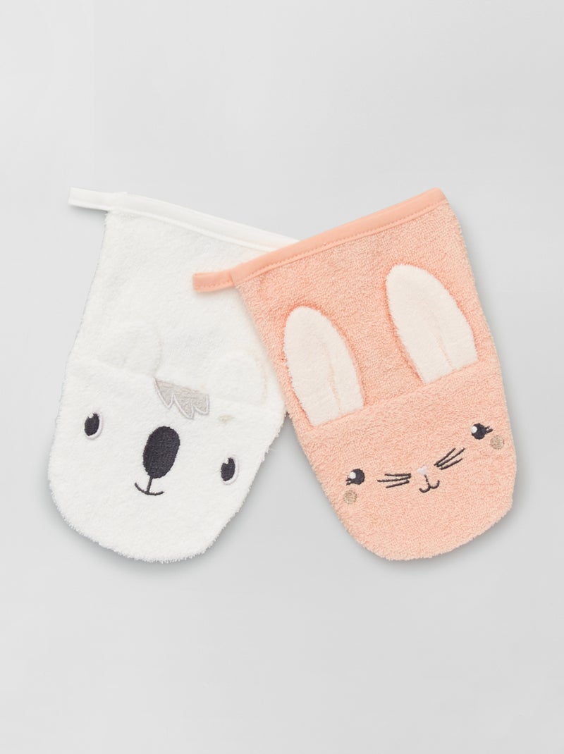 Pack de 2 manoplas de baño 'animales' ROSA - Kiabi