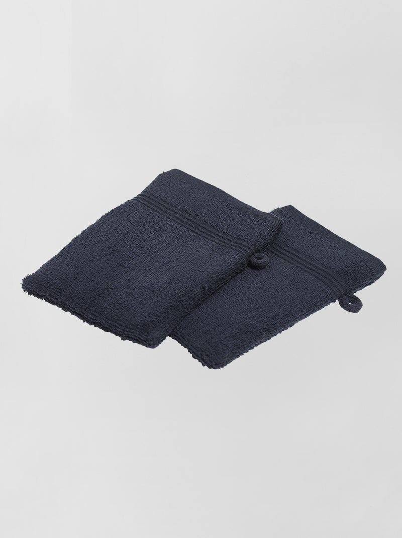 Pack de 2 manoplas de baño azul navy - Kiabi