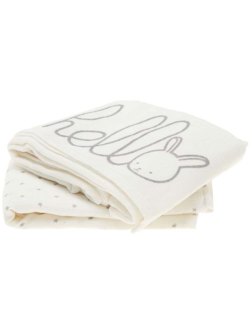 Pack de 2 mantas de algodón orgánico puro BLANCO - Kiabi