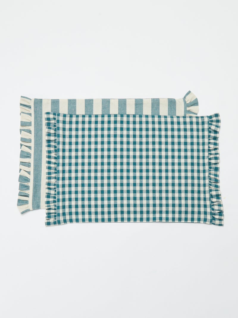 Pack de 2 manteles individuales (32x45 cm) con volantes AZUL - Kiabi
