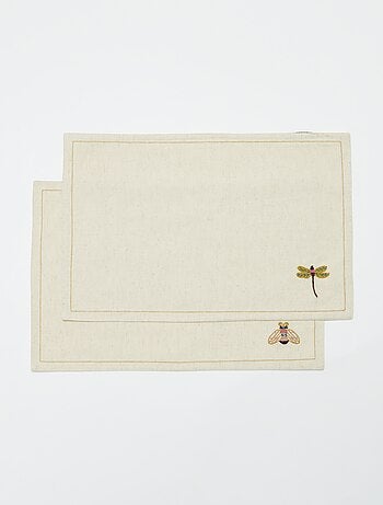Pack de 2 manteles individuales de mezcla de lino - Kiabi Home