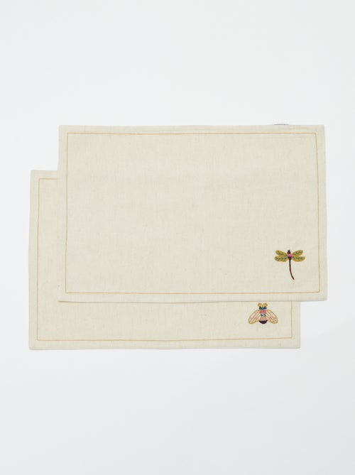 Pack de 2 manteles individuales de mezcla de lino  - Kiabi Home - Kiabi