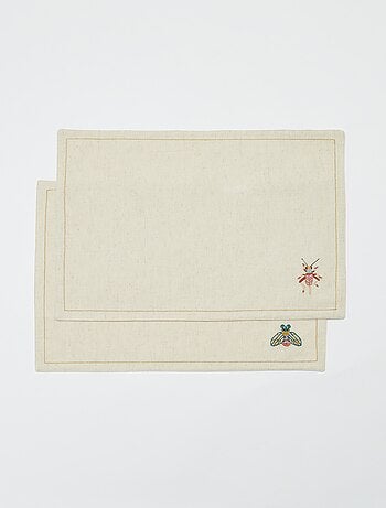 Pack de 2 manteles individuales de mezcla de lino - Kiabi Home