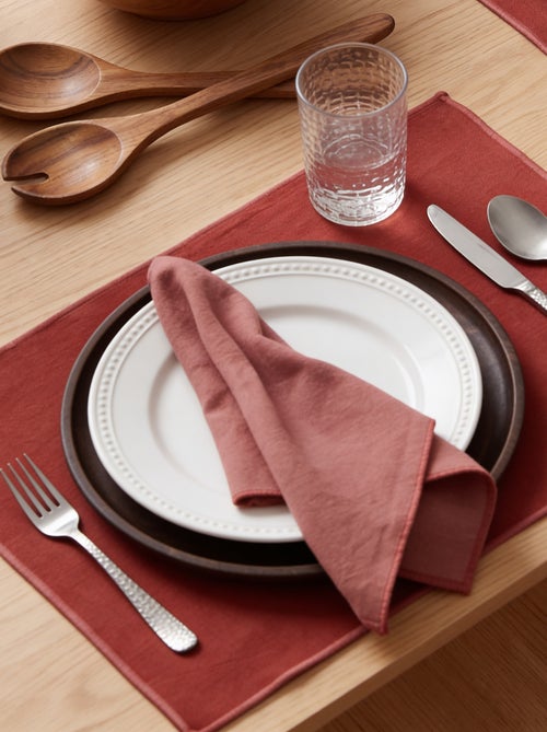 Pack de 2 manteles individuales/servilletas lisos 2 en 1 32 x 40 cm - Kiabi Home - Kiabi