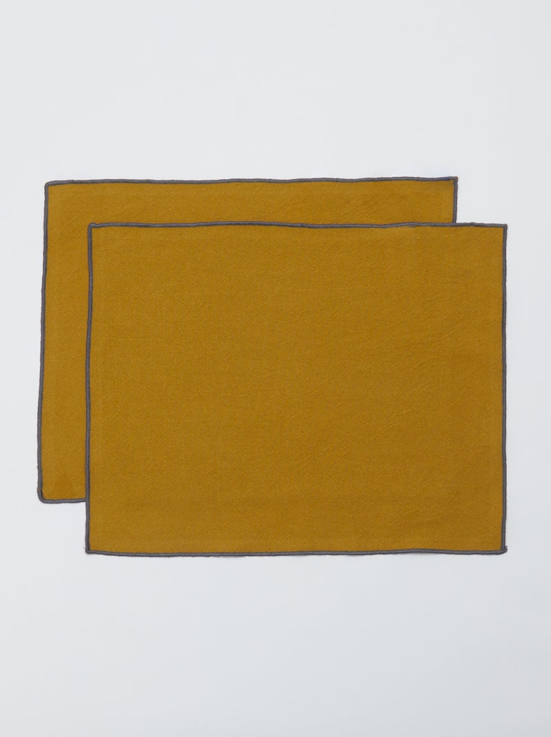 Pack de 2 manteles individuales/servilletas lisos 2 en 1 (32x40 cm) - Kiabi Home AMARILLO - Kiabi