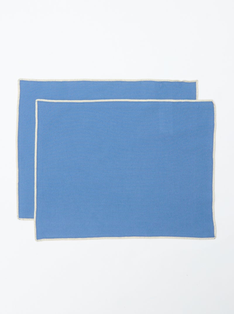 Pack de 2 manteles individuales/servilletas lisos 2 en 1 (32x40 cm) - Kiabi Home Azul - Kiabi