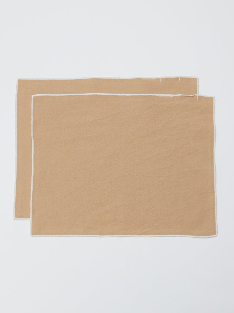 Pack de 2 manteles individuales/servilletas lisos 2 en 1 (32x40 cm) - Kiabi Home BEIGE - Kiabi