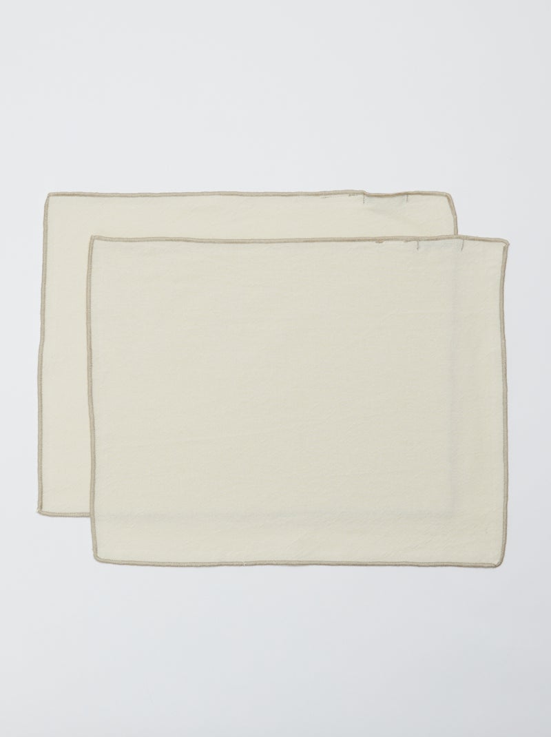 Pack de 2 manteles individuales/servilletas lisos 2 en 1 (32x40 cm) - Kiabi Home BLANCO - Kiabi