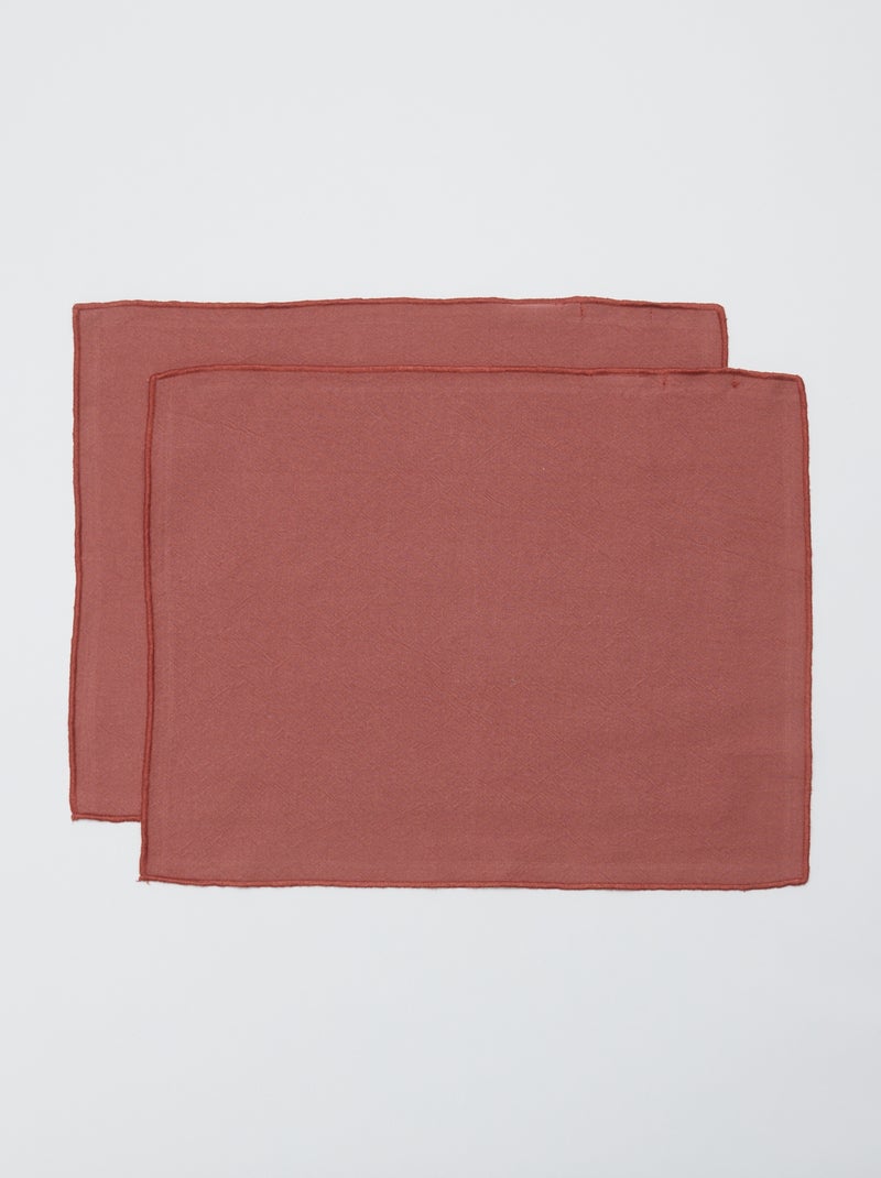 Pack de 2 manteles individuales/servilletas lisos 2 en 1 (32x40 cm) - Kiabi Home ROSA - Kiabi