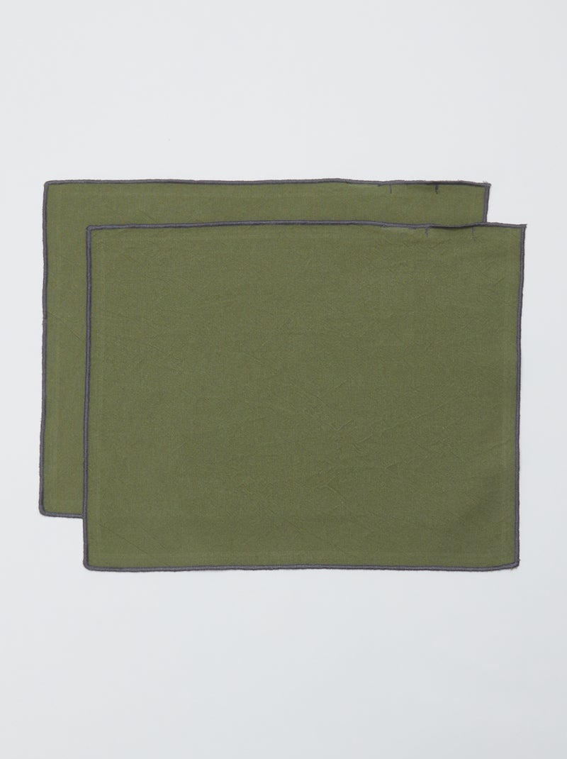 Pack de 2 manteles individuales/servilletas lisos 2 en 1 (32x40 cm) - Kiabi Home VERDE - Kiabi
