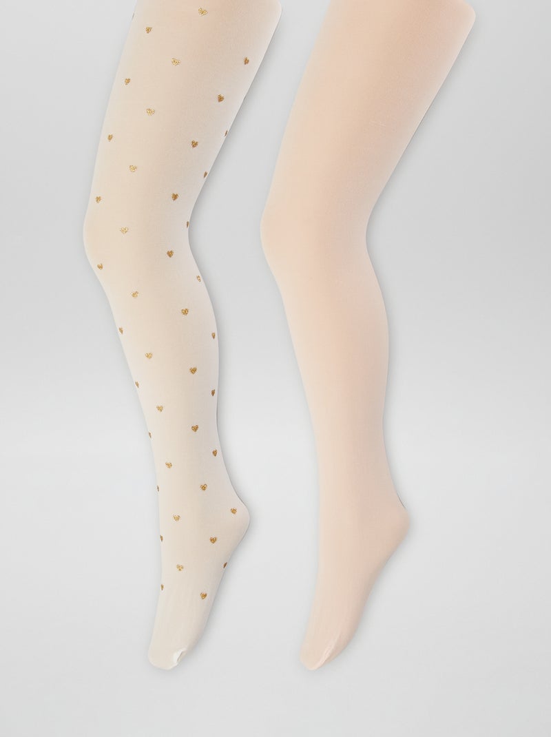 Pack de 2 medias de punto de fantasía BEIGE - Kiabi