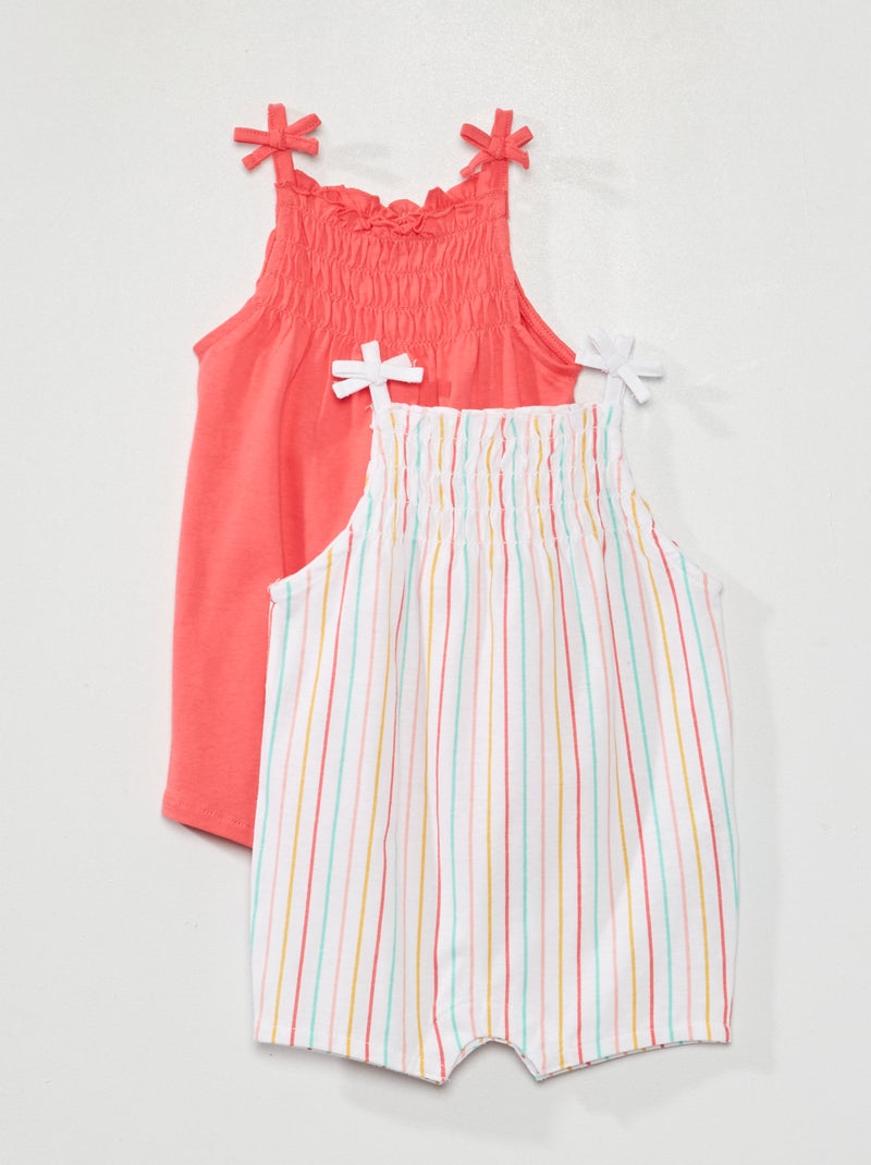 Pack de 2 monos con frunces BLANCO - Kiabi