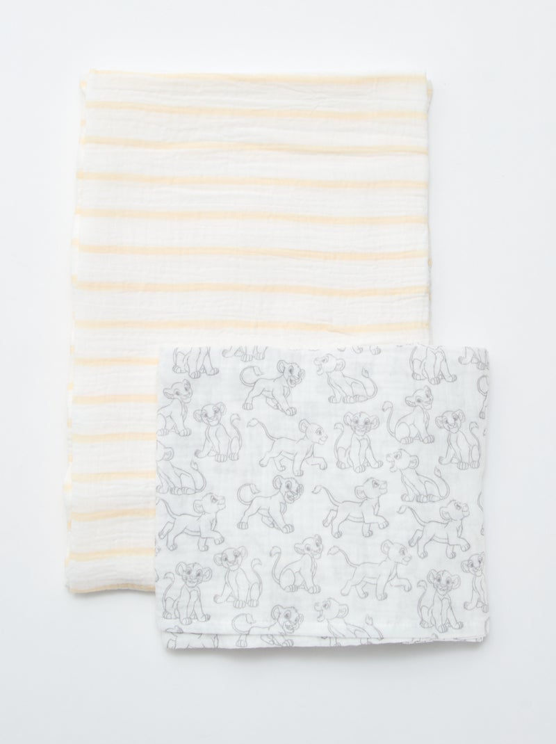 Pack de 2 muselinas 'Disney' de gasa de algodón Blanco - Kiabi