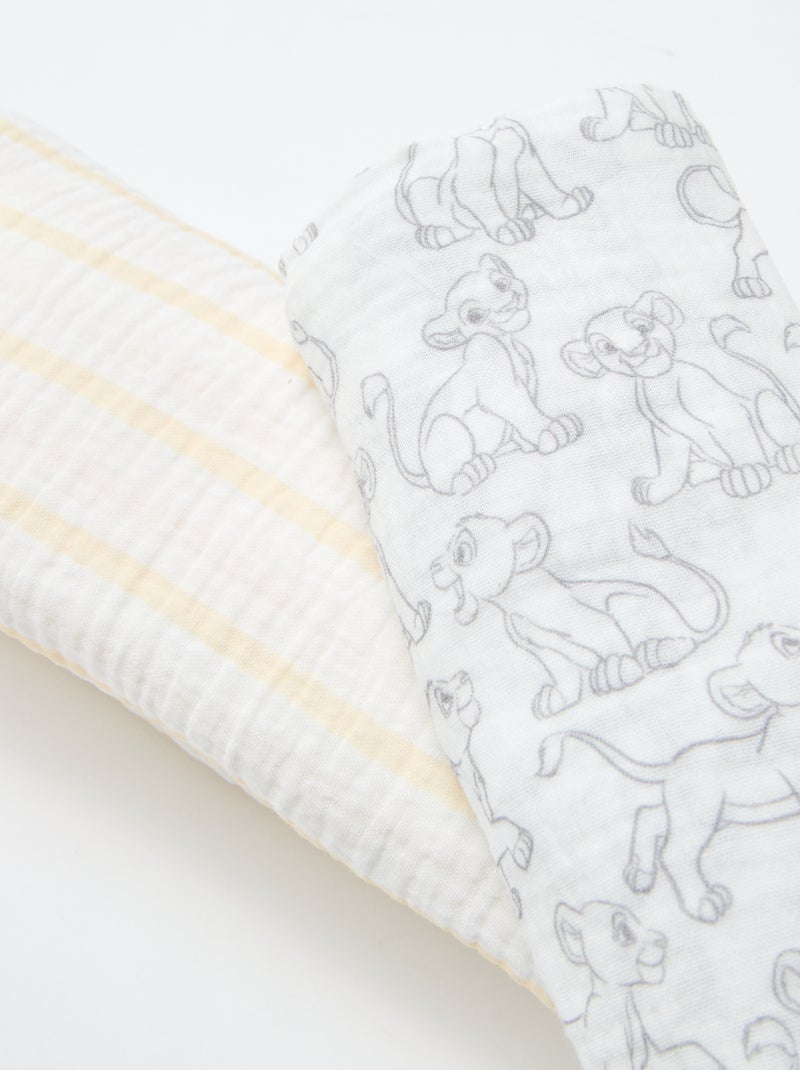 Pack de 2 muselinas 'Disney' de gasa de algodón Blanco - Kiabi