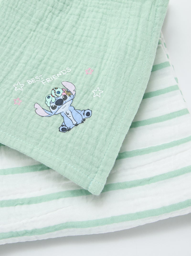 Pack de 2 muselinas 'Disney' de gasa de algodón Verde - Kiabi