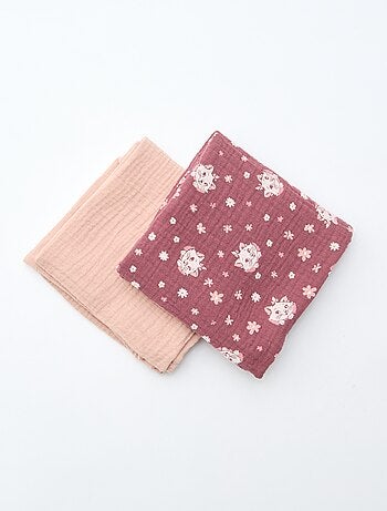 Pack de 2 muselinas 'Disney' 'Marie' de doble gasa de algodón 60x60 cm