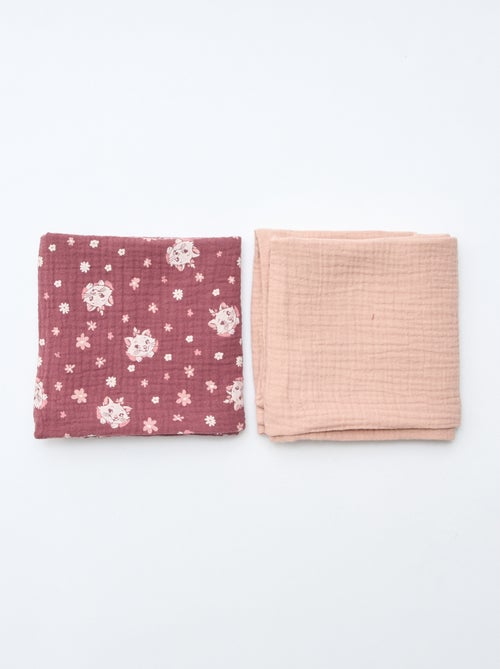 Pack de 2 muselinas 'Disney' 'Marie' de doble gasa de algodón 60x60 cm - Kiabi