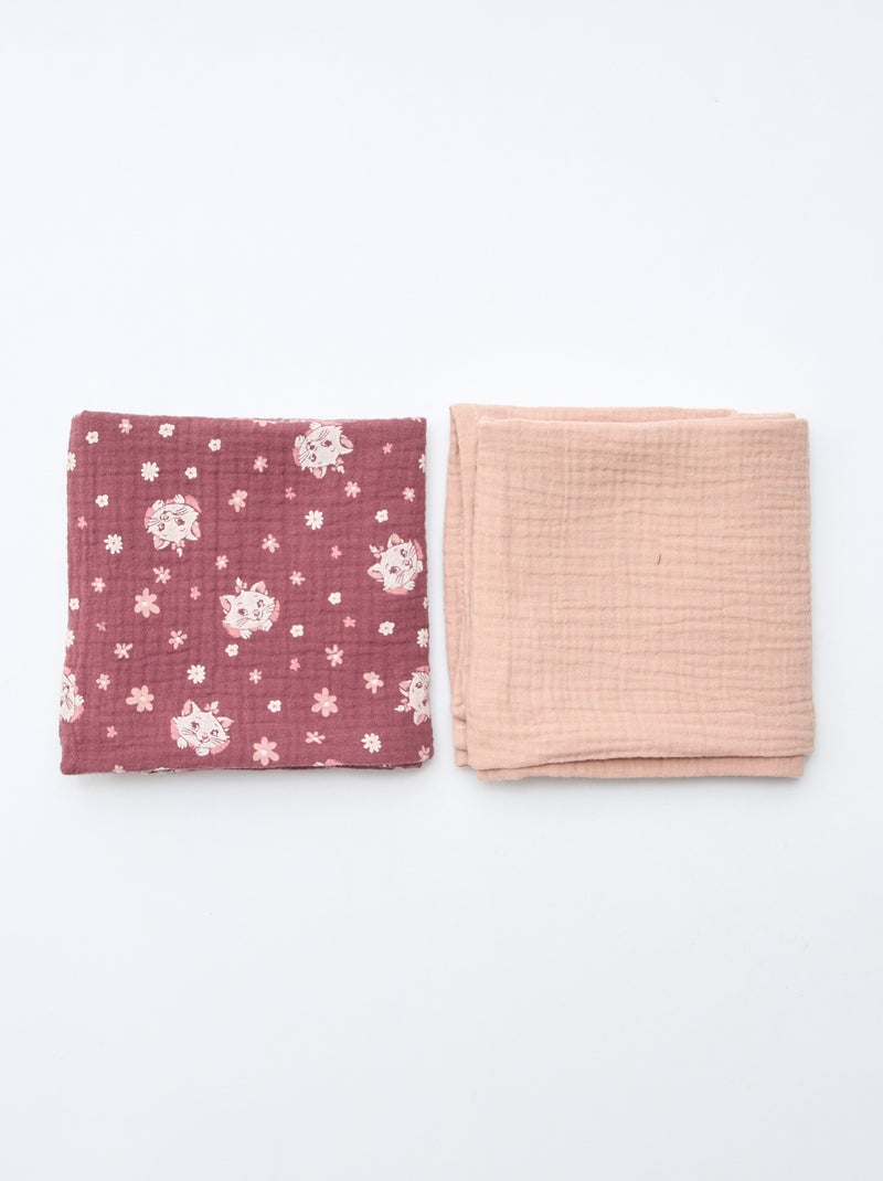 Pack de 2 muselinas 'Disney' 'Marie' de doble gasa de algodón 60x60 cm Rojo - Kiabi