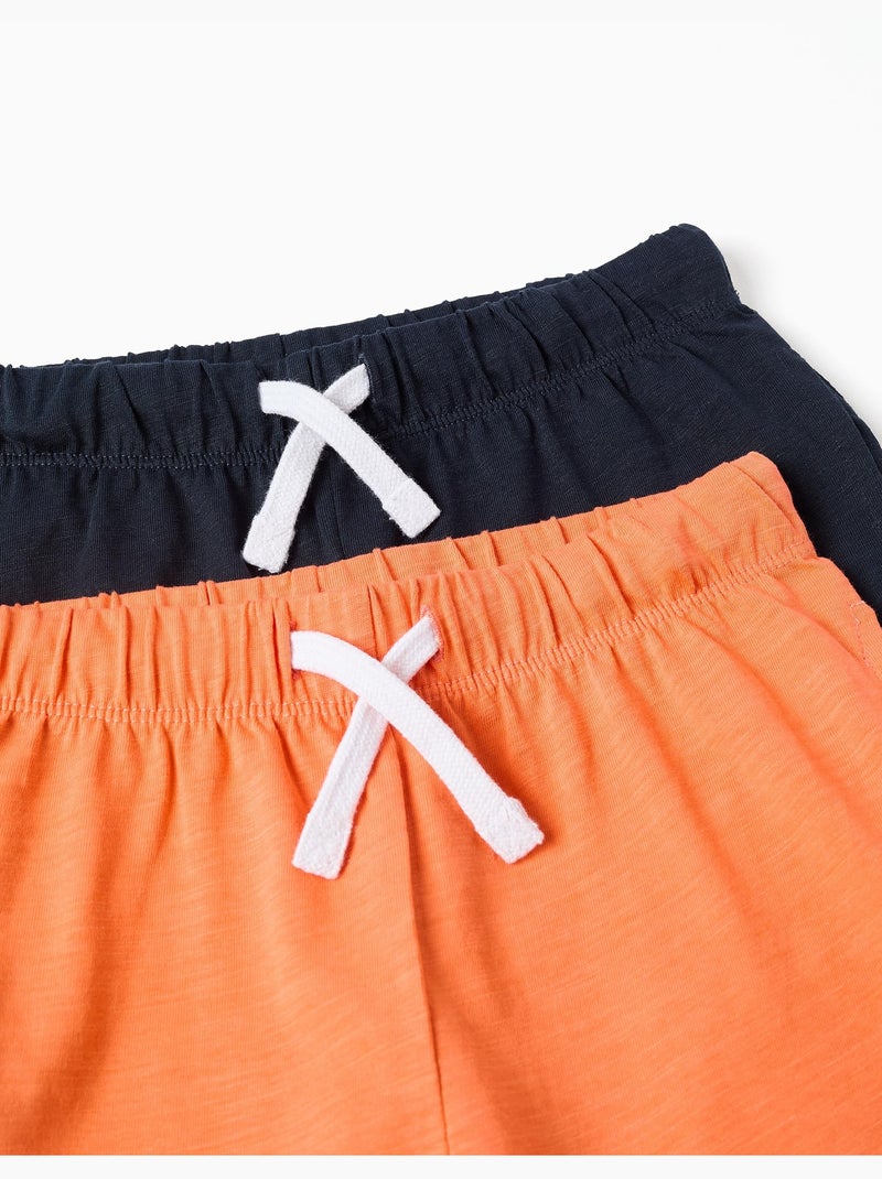 Pack de 2 pantalón corto de algodón con cordones Negro Naranja - Kiabi