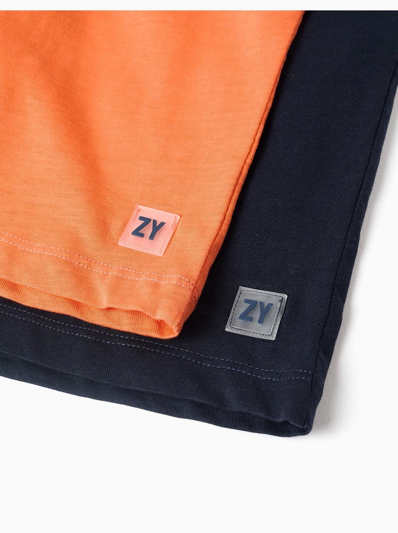 Pack de 2 pantalón corto de algodón con cordones Negro Naranja - Kiabi